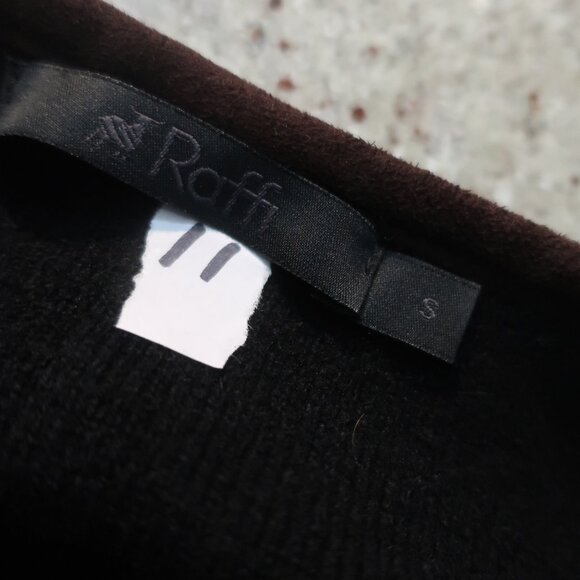 Womens Raffi Black Brown Pure Cashmere Asymmetric Full Zip Cardigan Jacket S - Picture 12 of 16